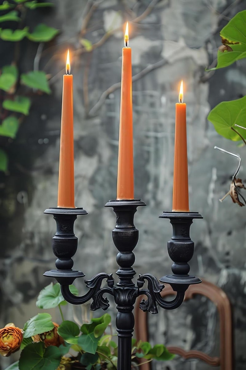 Sihuida 12-Pack Neon Orange Taper Candles, 10 Inch Unscented Dripless Candlesticks, Long-Lasting Burn Time of 7-8 Hours, Perfect for Fall Harvest Halloween Thanksgiving Dinners Parties and Home Décor - Image 2